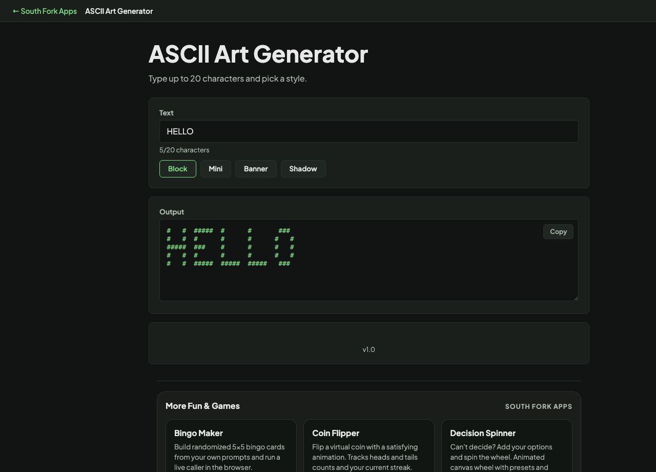 ASCII Art Generator interface preview