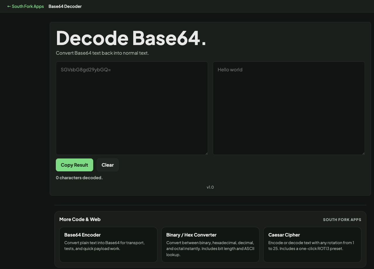Base64 Decoder interface preview