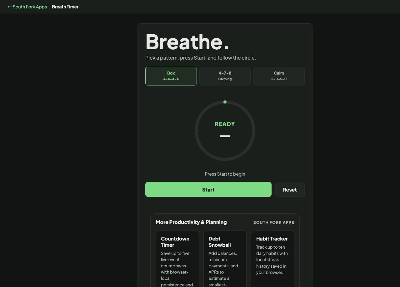 Breath Timer interface preview