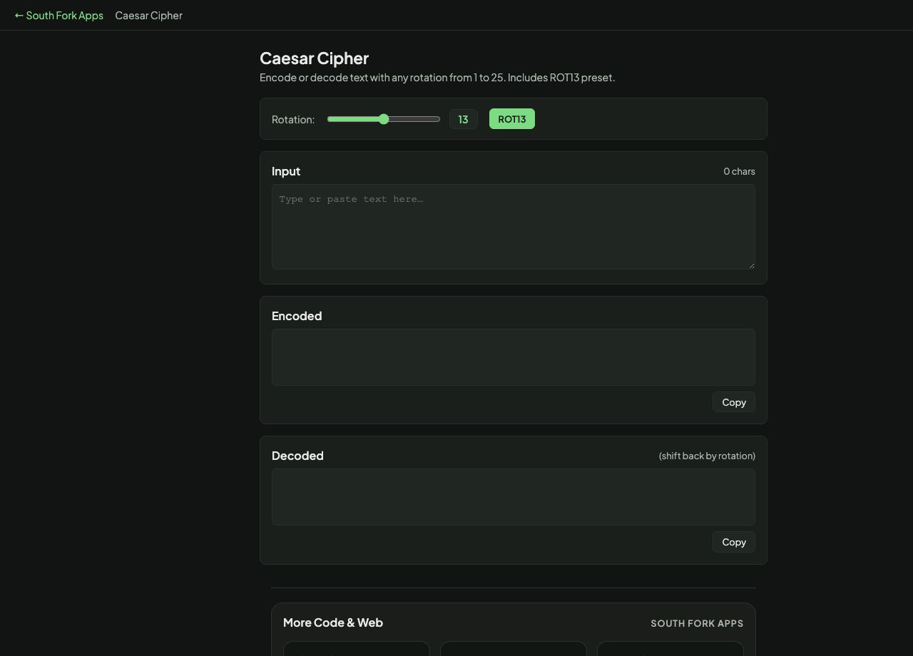 Caesar Cipher interface preview