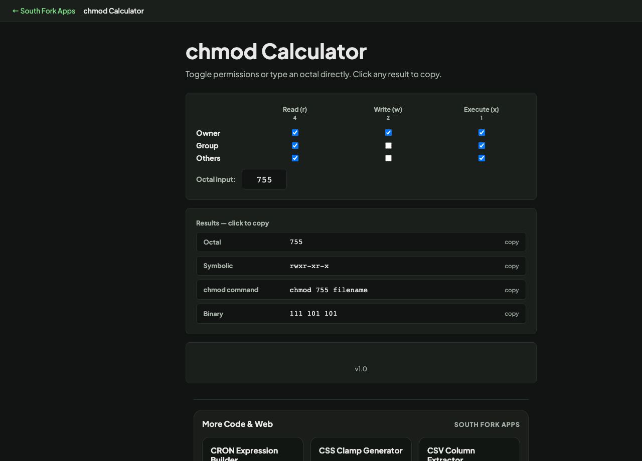 chmod Calculator interface preview