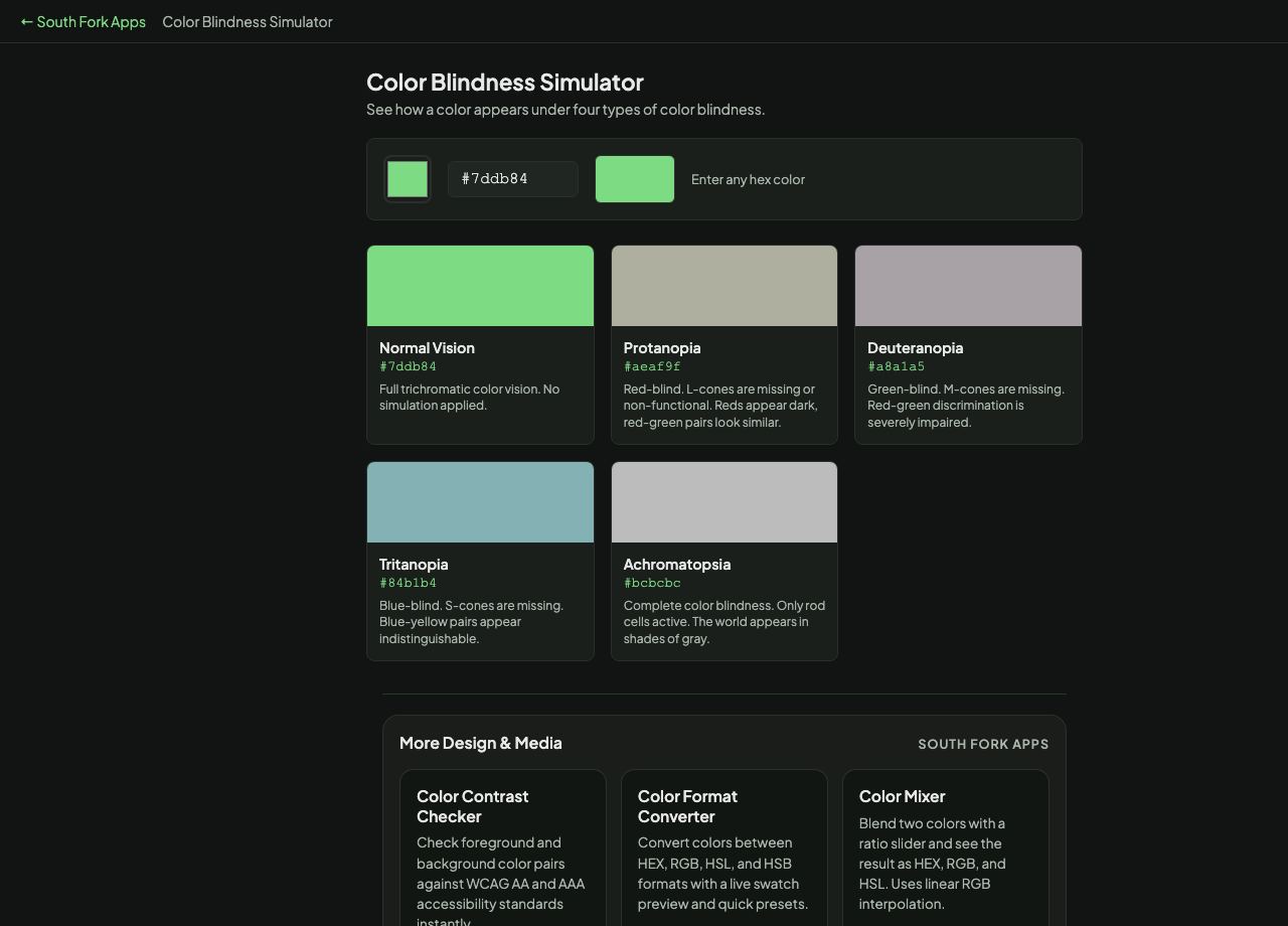 Color Blindness Simulator interface preview
