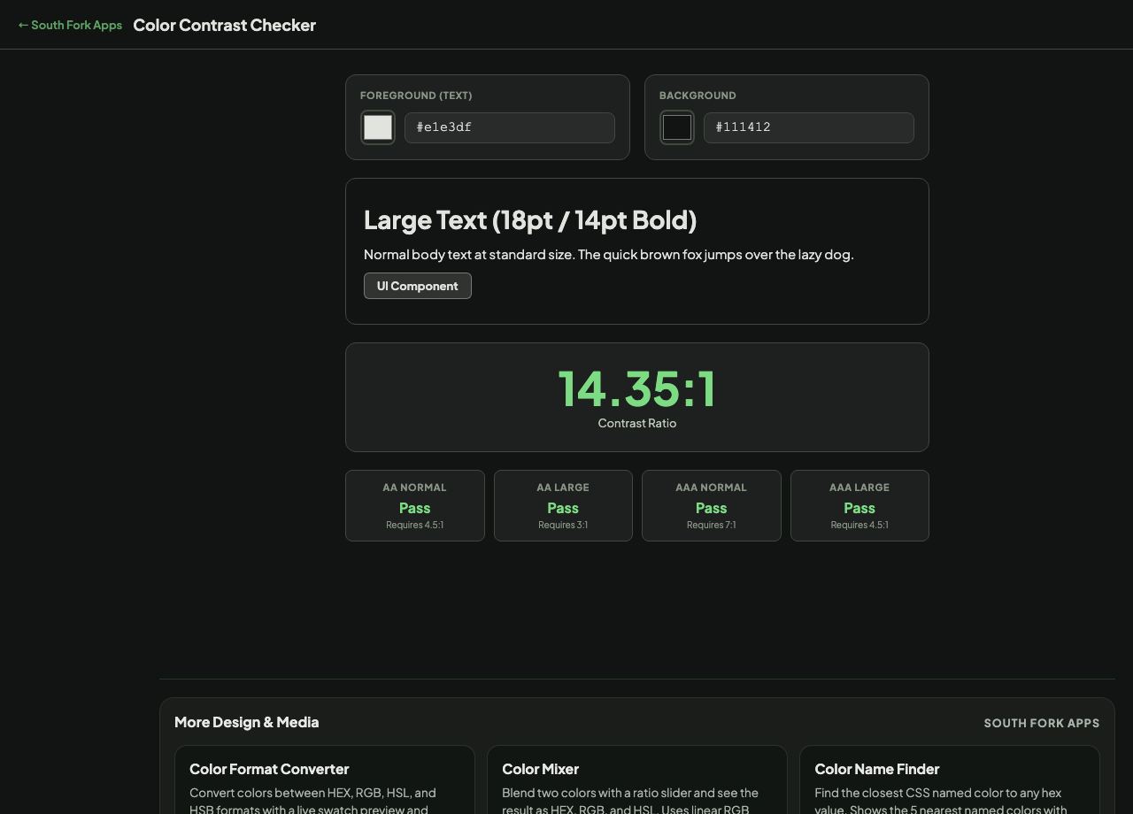 Color Contrast Checker interface preview