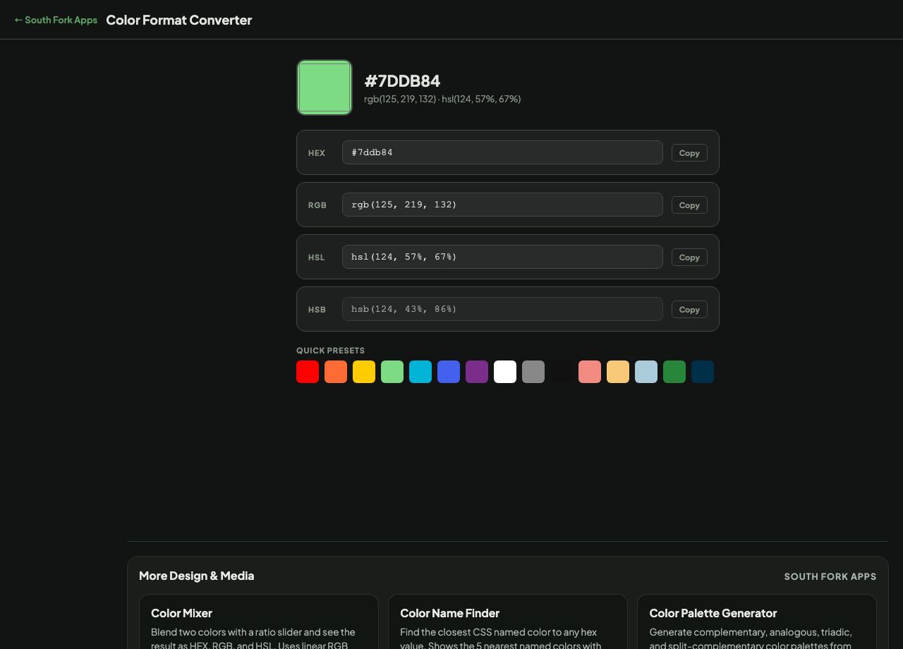 Color Format Converter interface preview