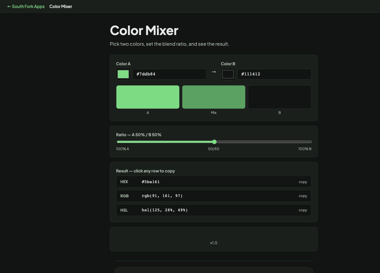 Color Mixer interface preview