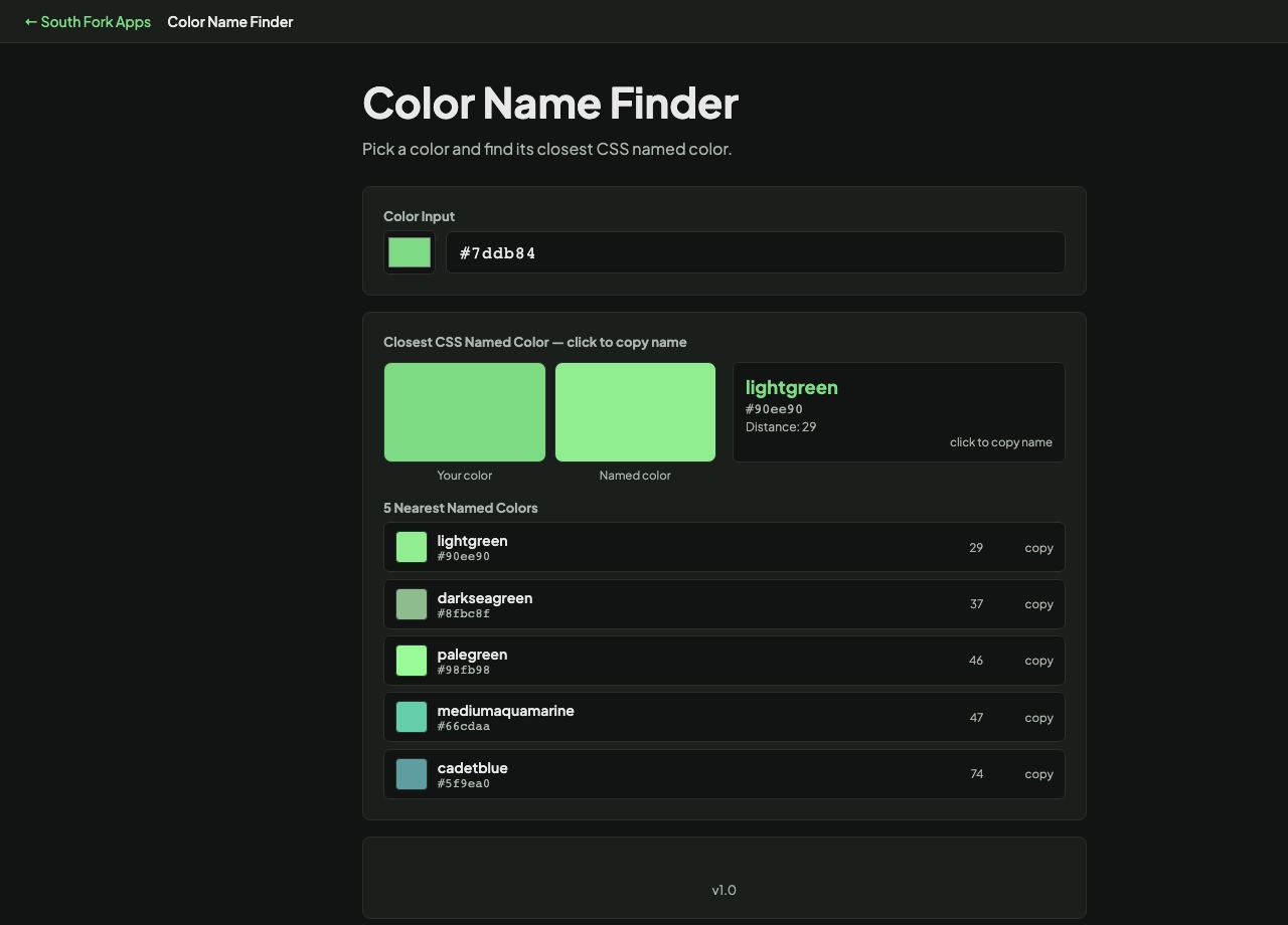 Color Name Finder interface preview