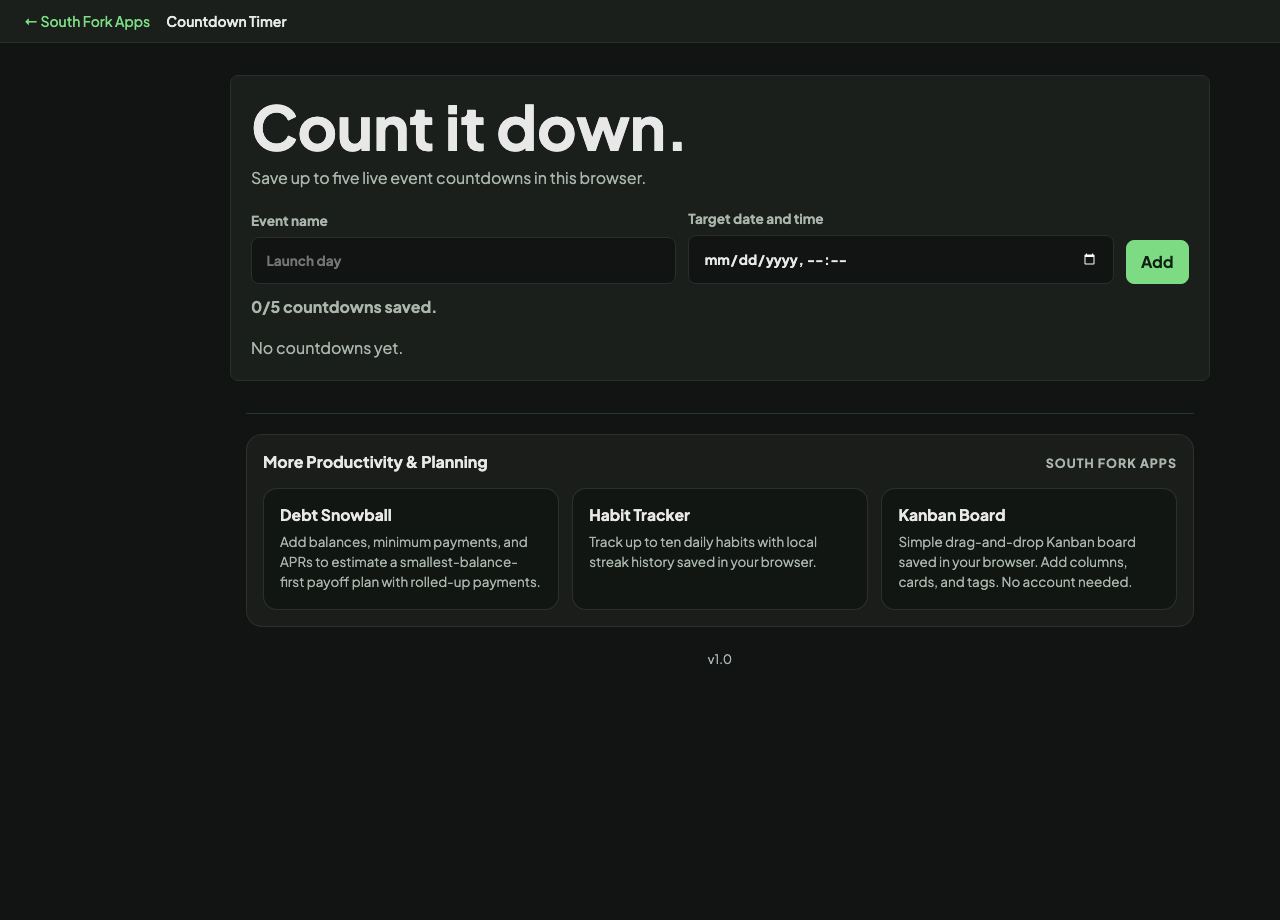 Countdown Timer interface preview