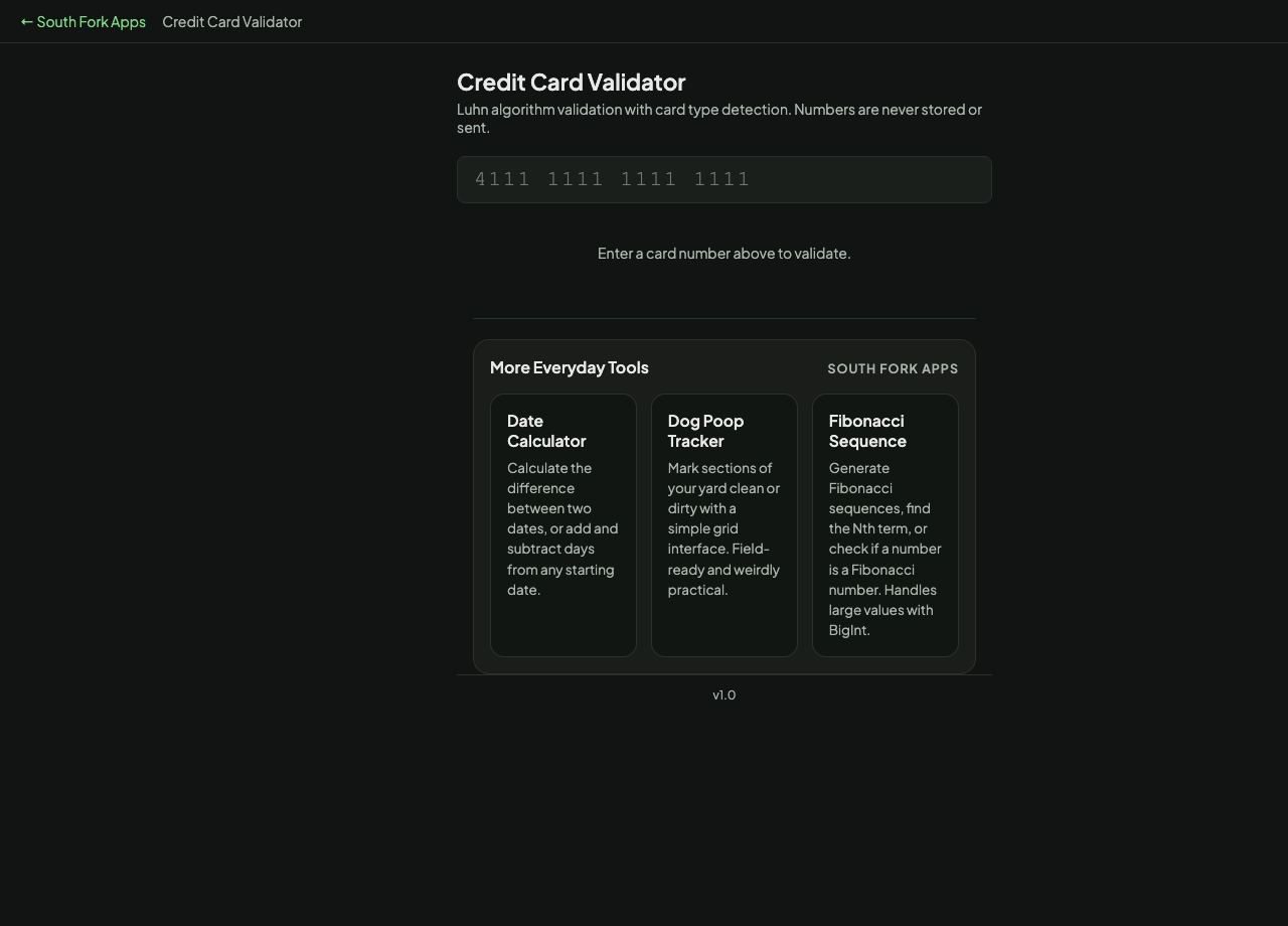 Credit Card Validator interface preview