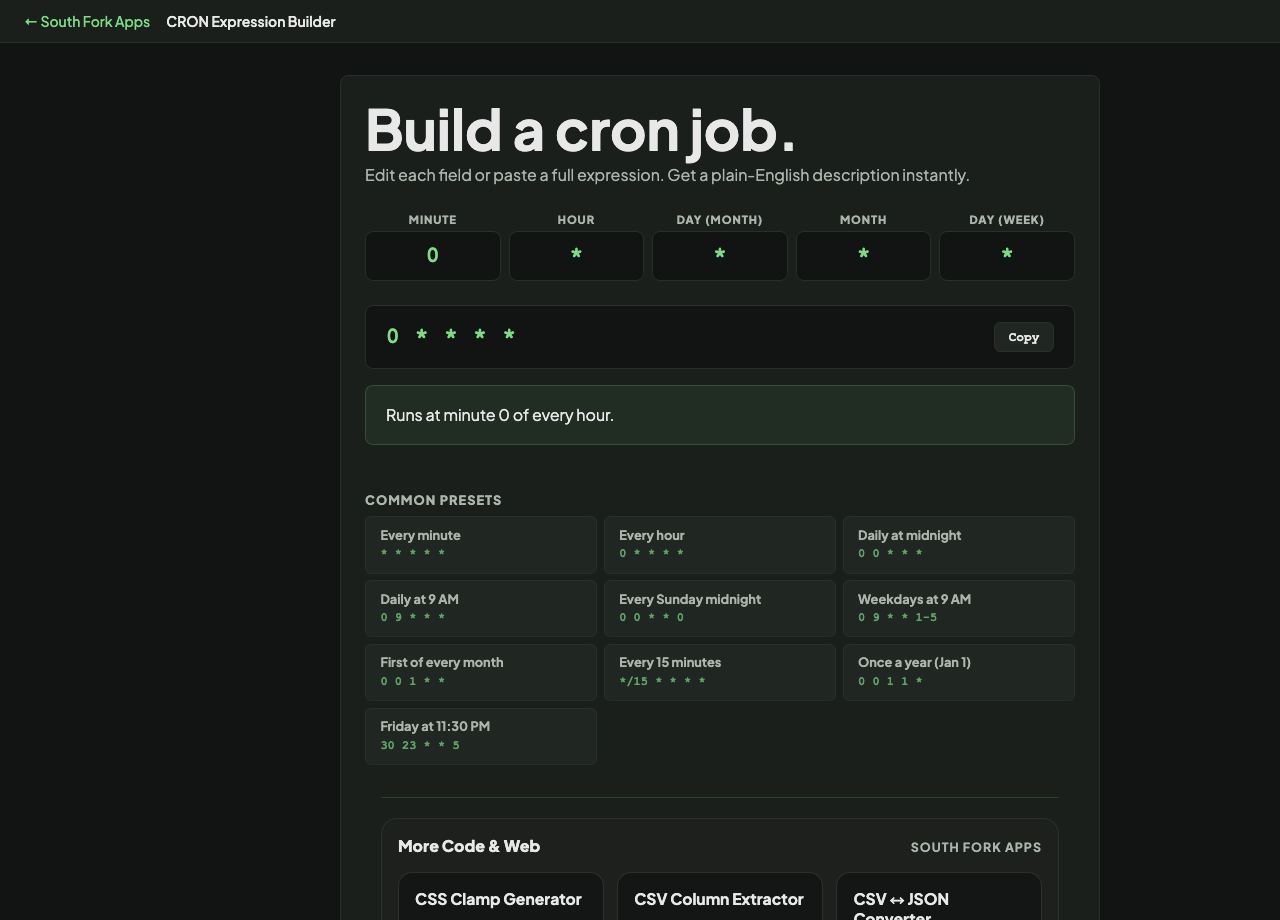 CRON Expression Builder interface preview