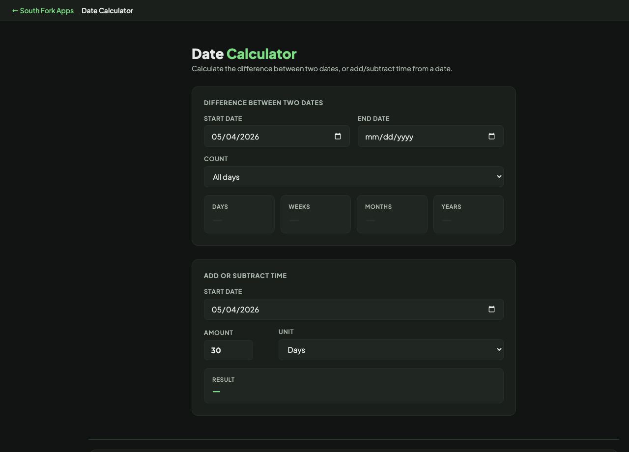 Date Calculator interface preview