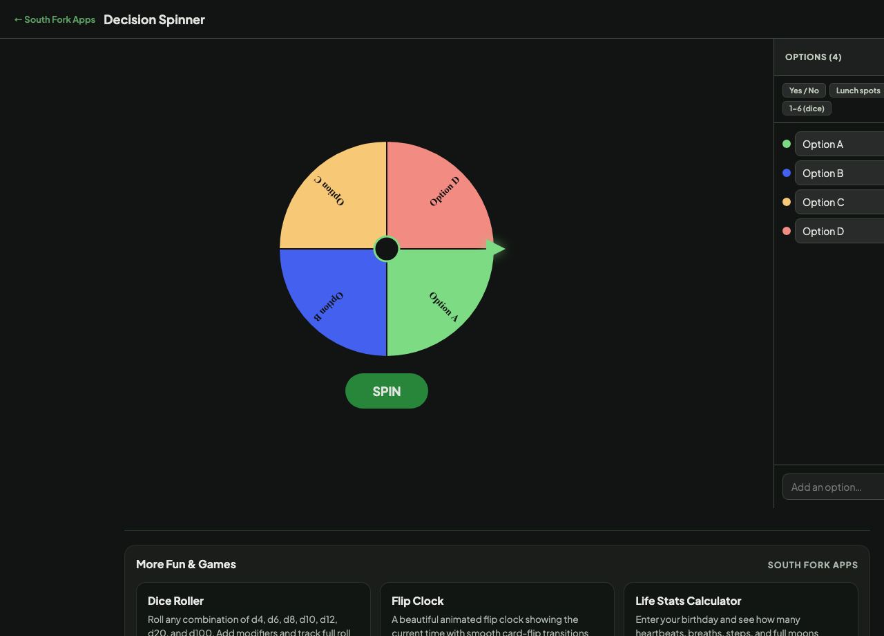 Decision Spinner interface preview