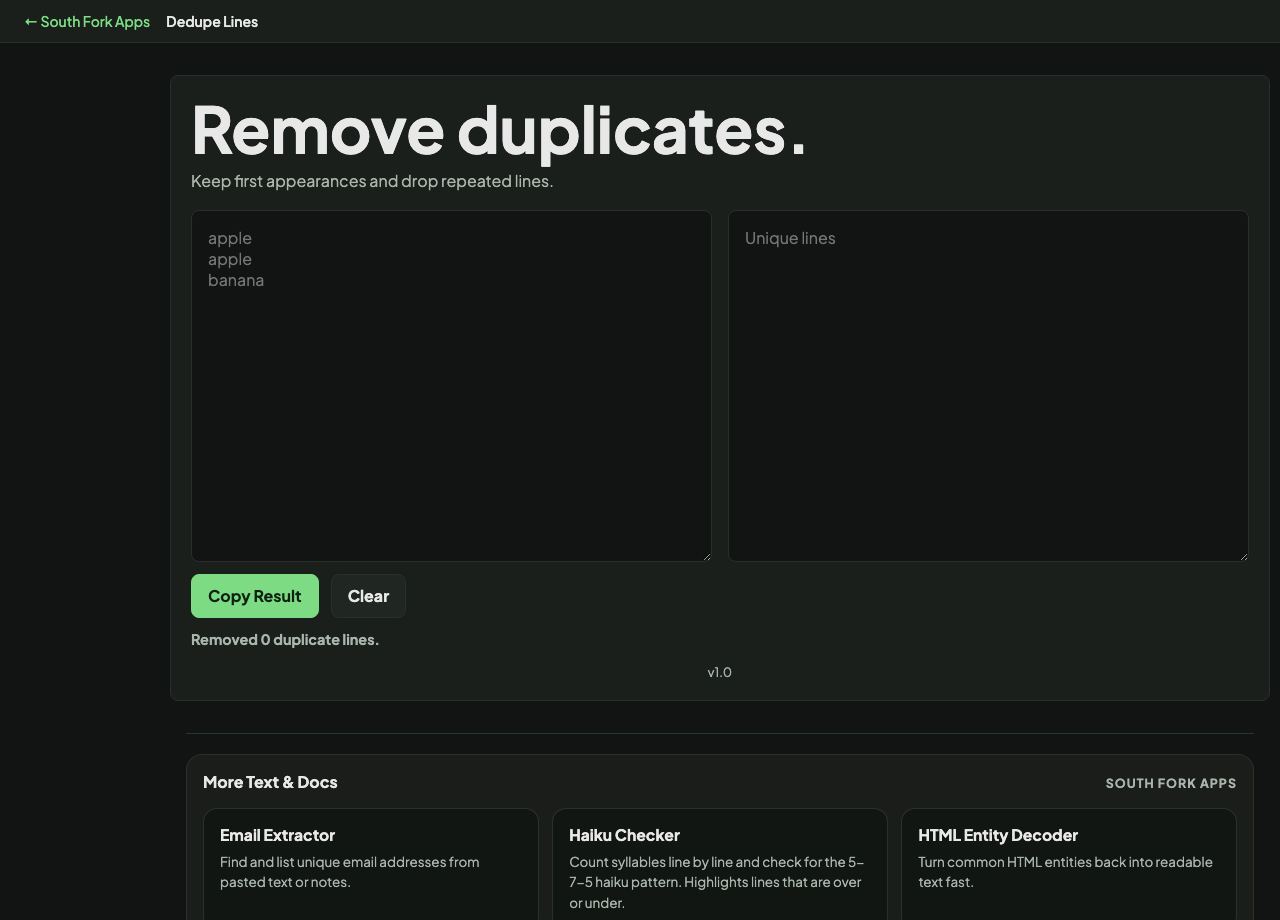 Duplicate Line Remover interface preview