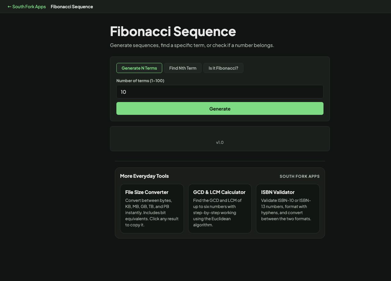 Fibonacci Sequence interface preview