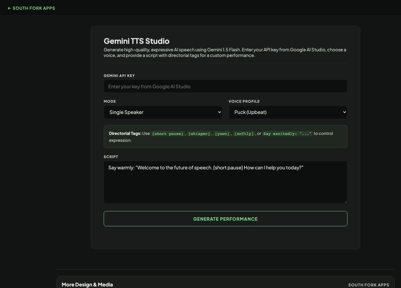 Gemini TTS Studio interface preview