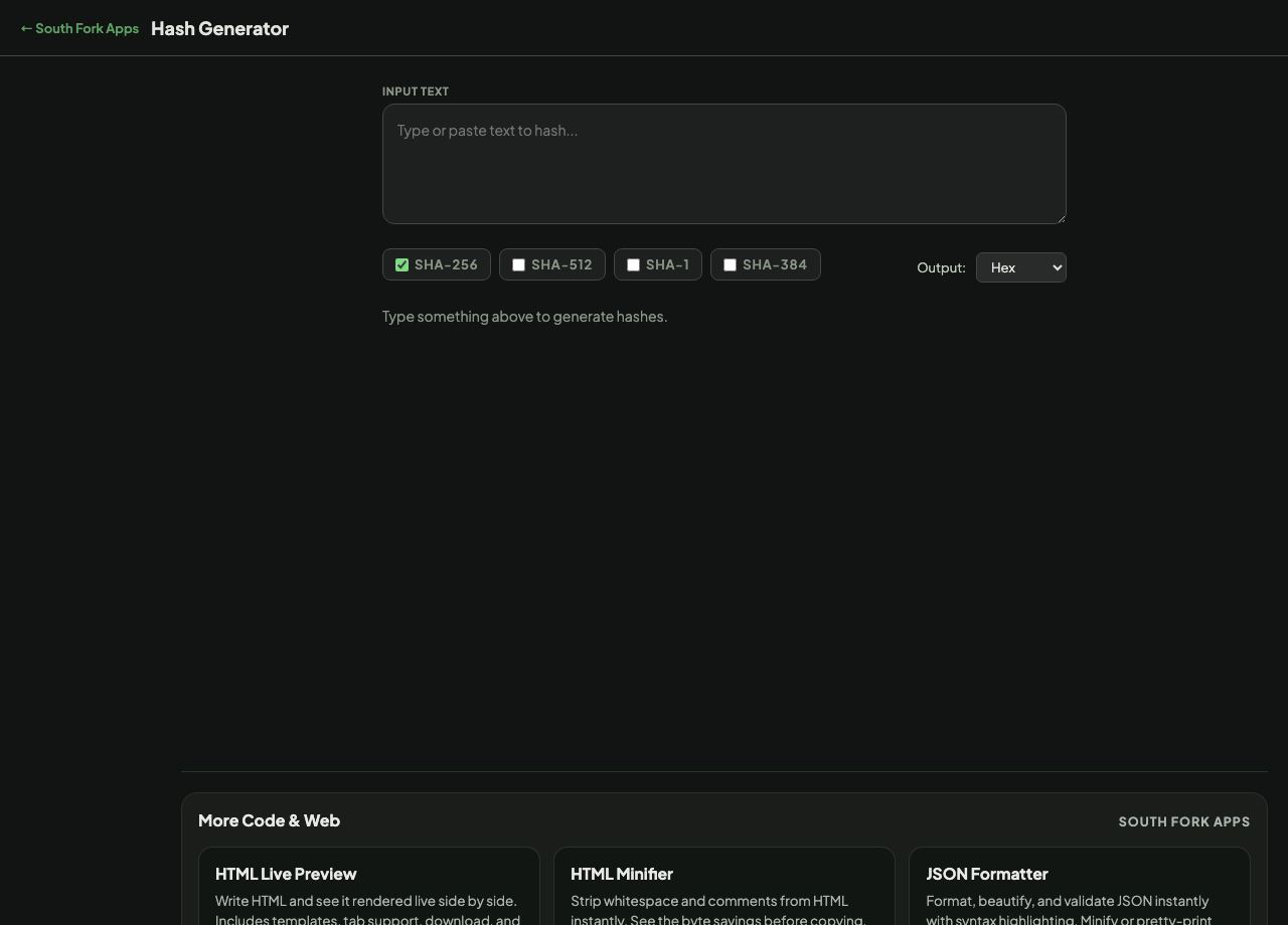 Hash Generator interface preview