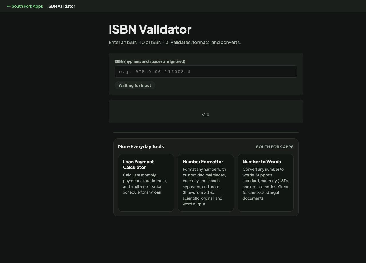 ISBN Validator interface preview