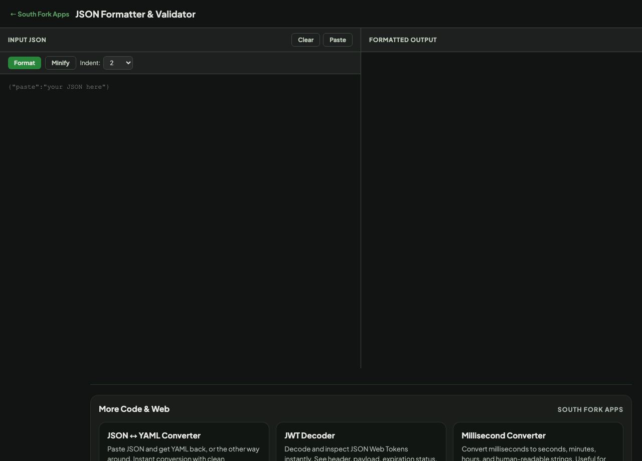 JSON Formatter & Validator interface preview