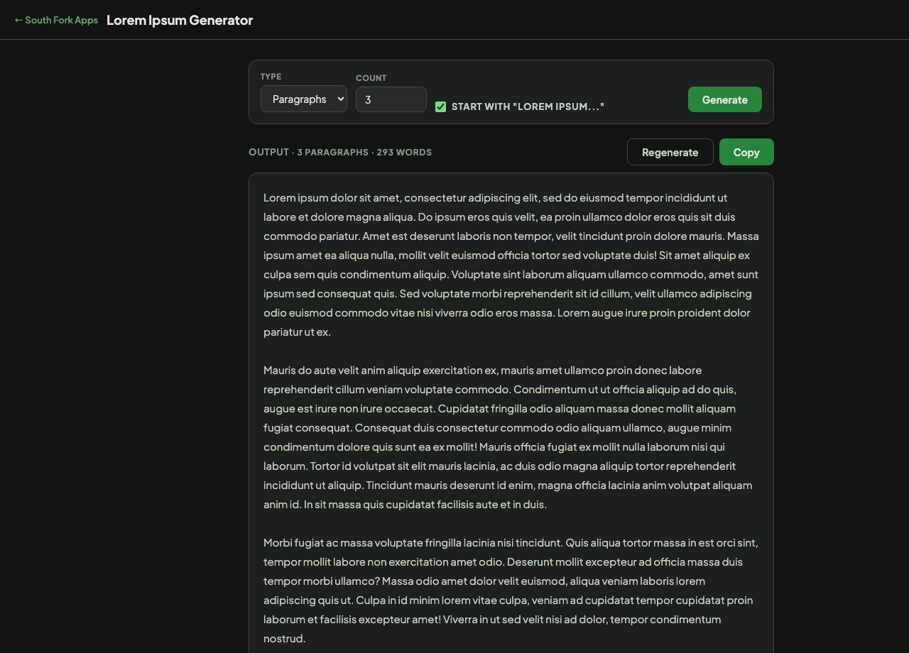 Lorem Ipsum Generator interface preview