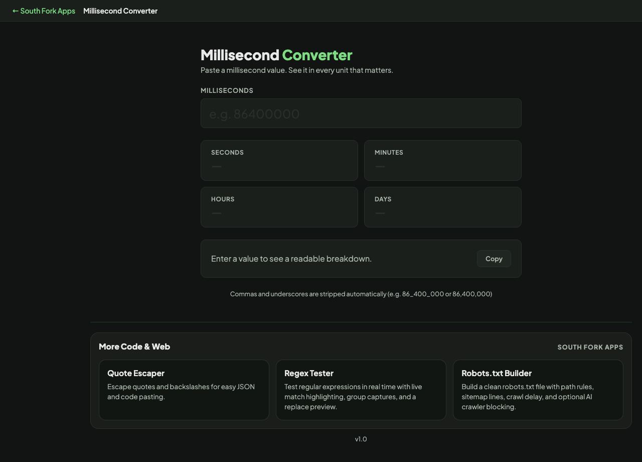 Millisecond Converter interface preview