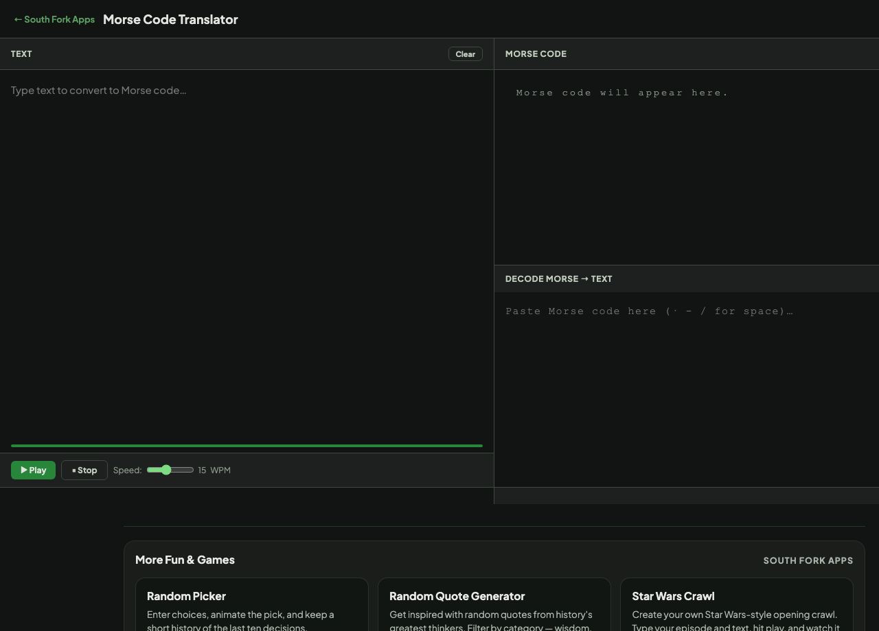 Morse Code Translator interface preview