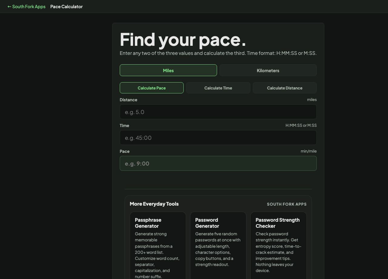 Pace Calculator interface preview