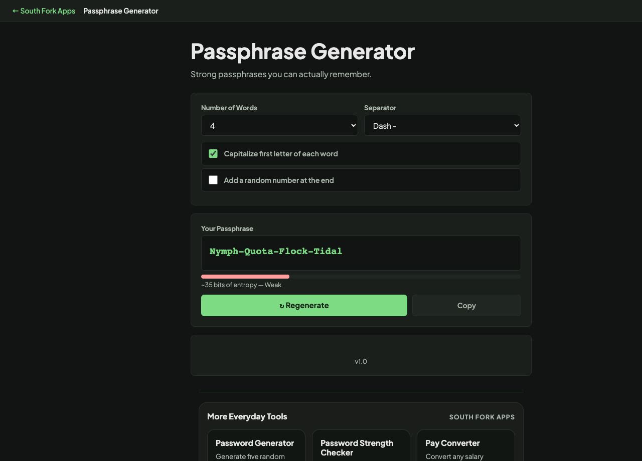 Passphrase Generator interface preview