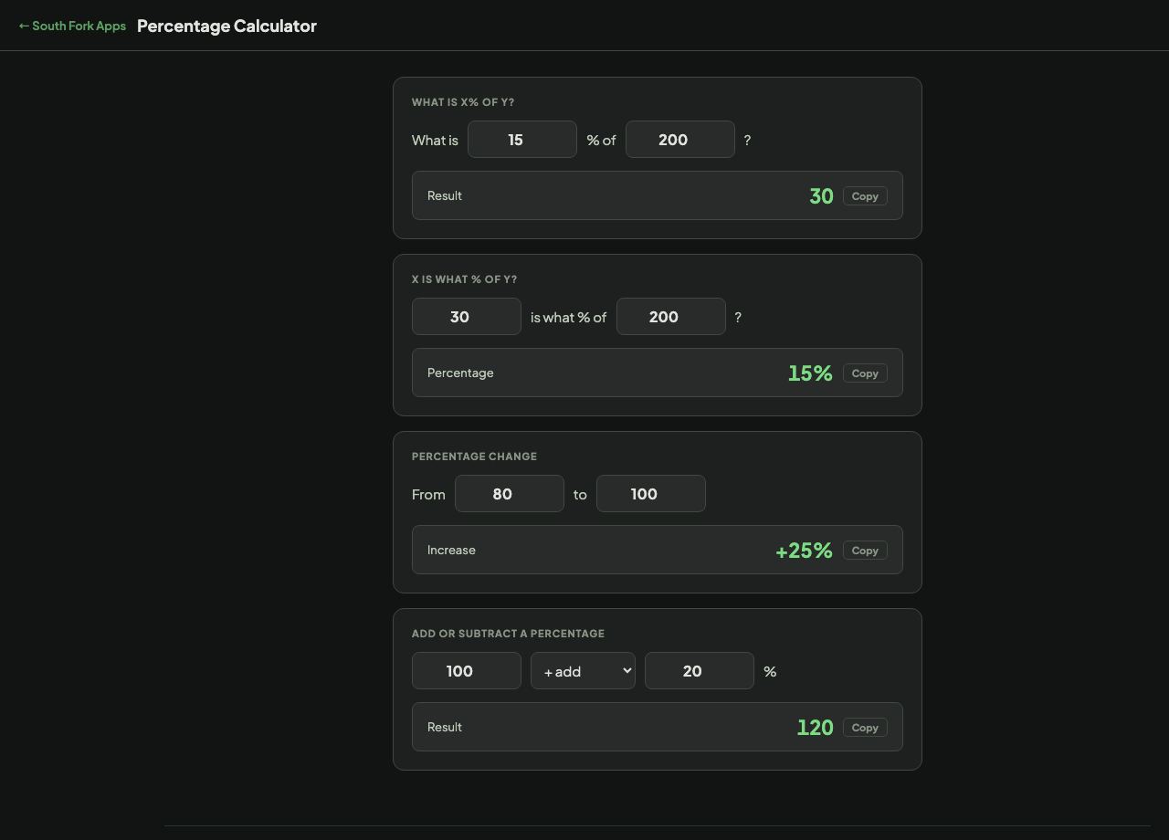 Percentage Calculator interface preview