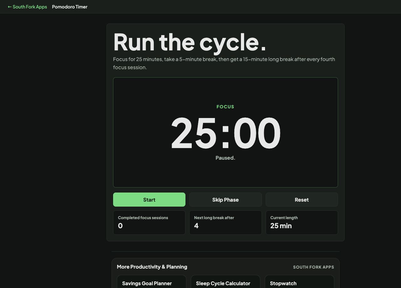 Pomodoro Timer interface preview