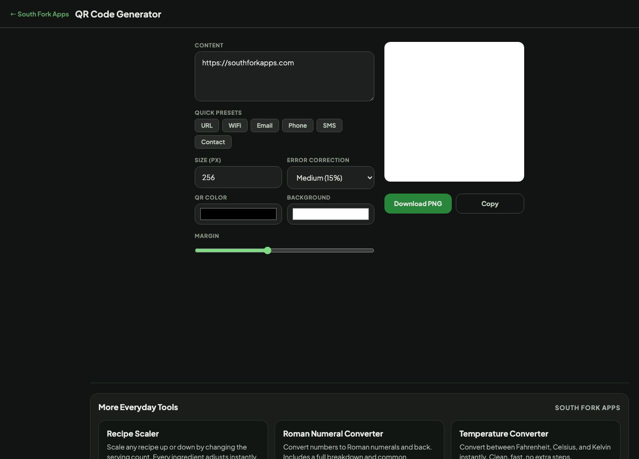 QR Code Generator interface preview