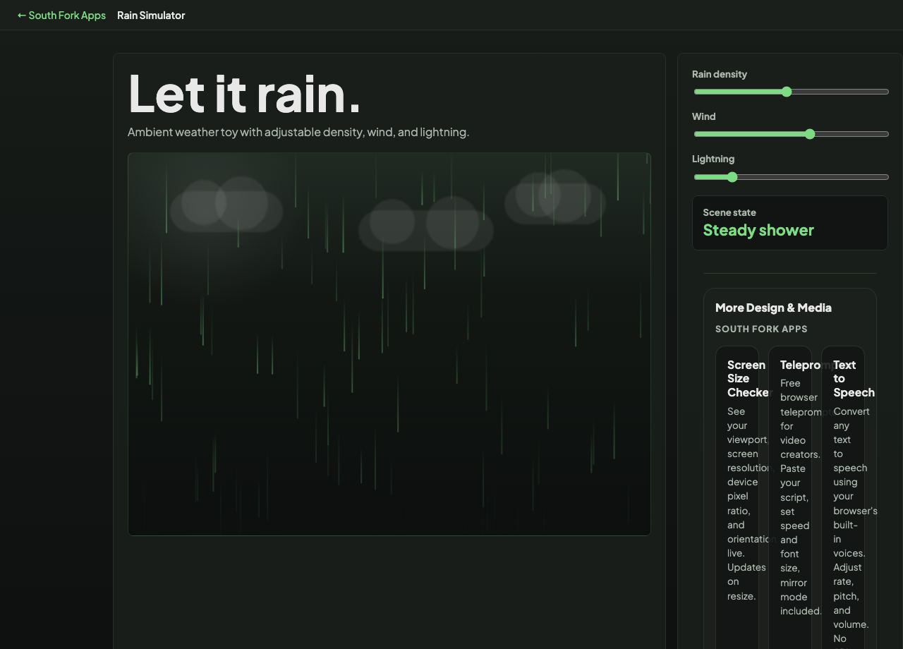 Rain Simulator interface preview