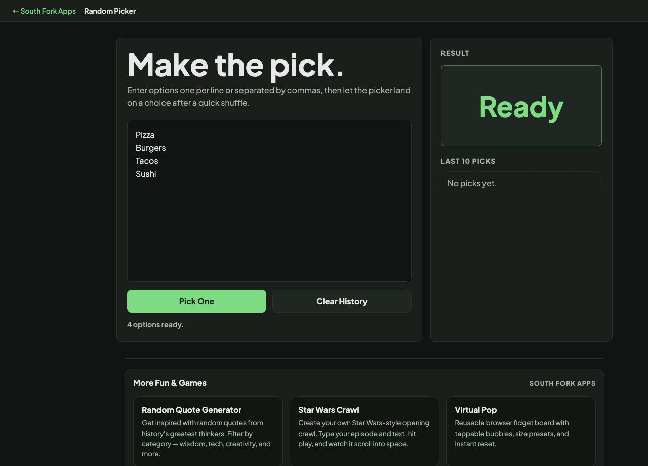 Random Picker interface preview