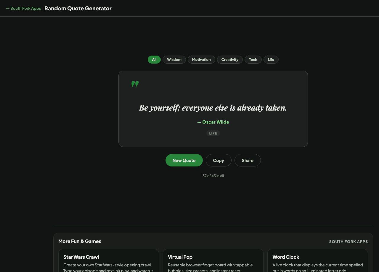 Random Quote Generator interface preview