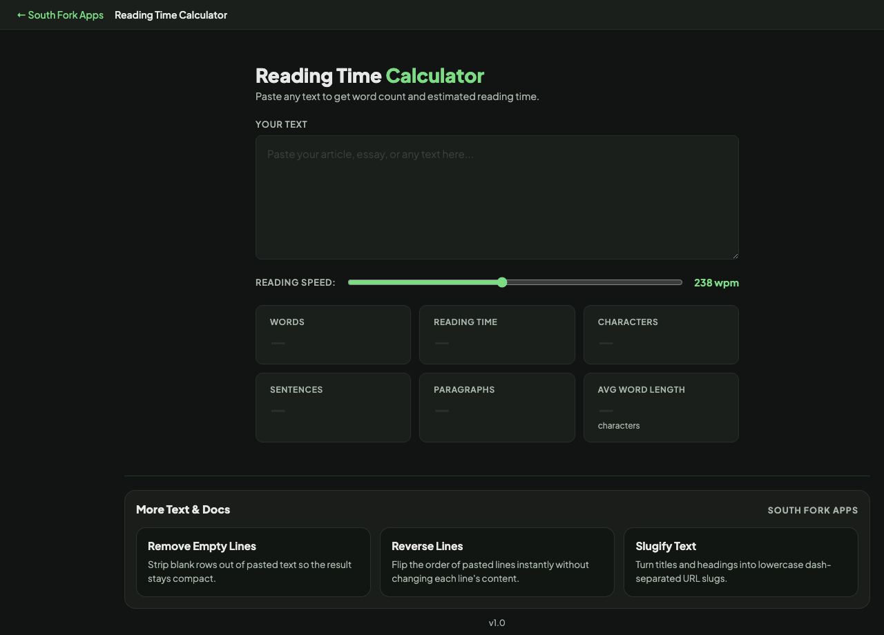 Reading Time Calculator interface preview