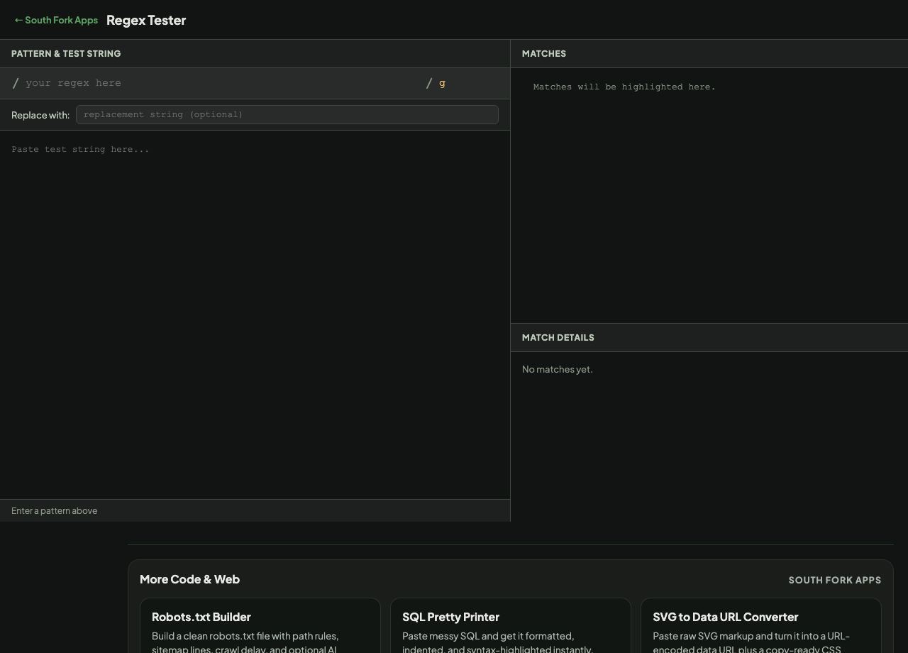 Regex Tester interface preview