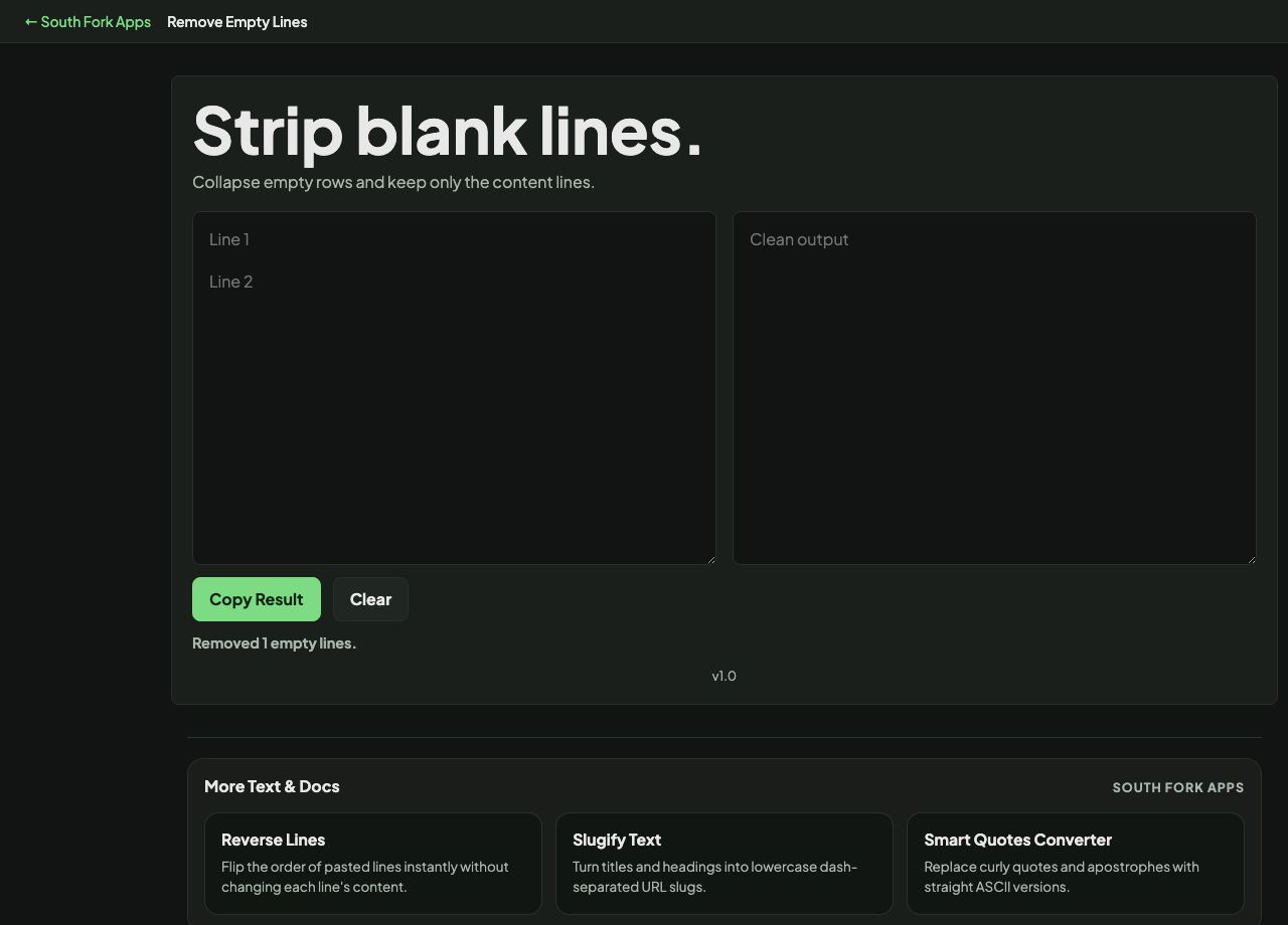 Empty Line Remover interface preview