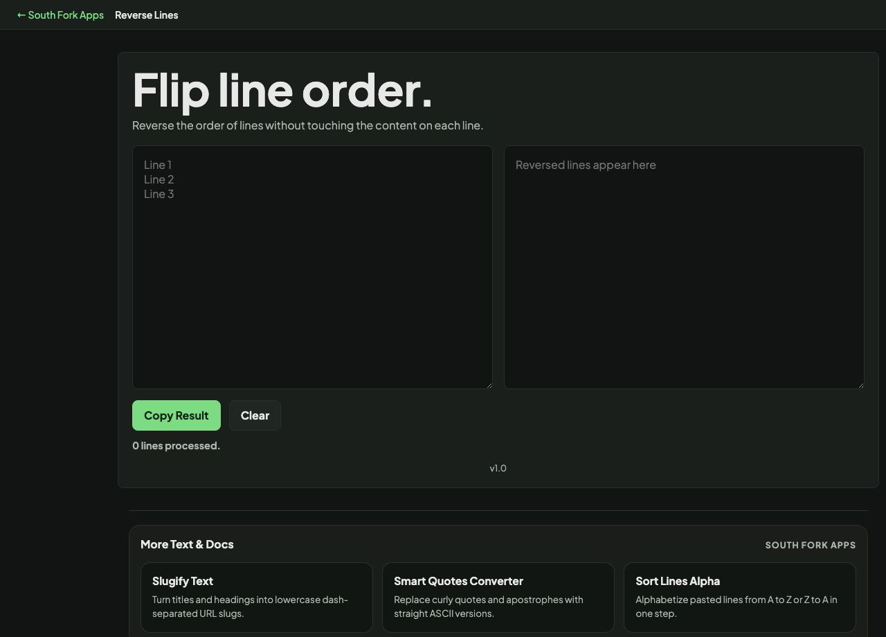 Reverse Lines interface preview