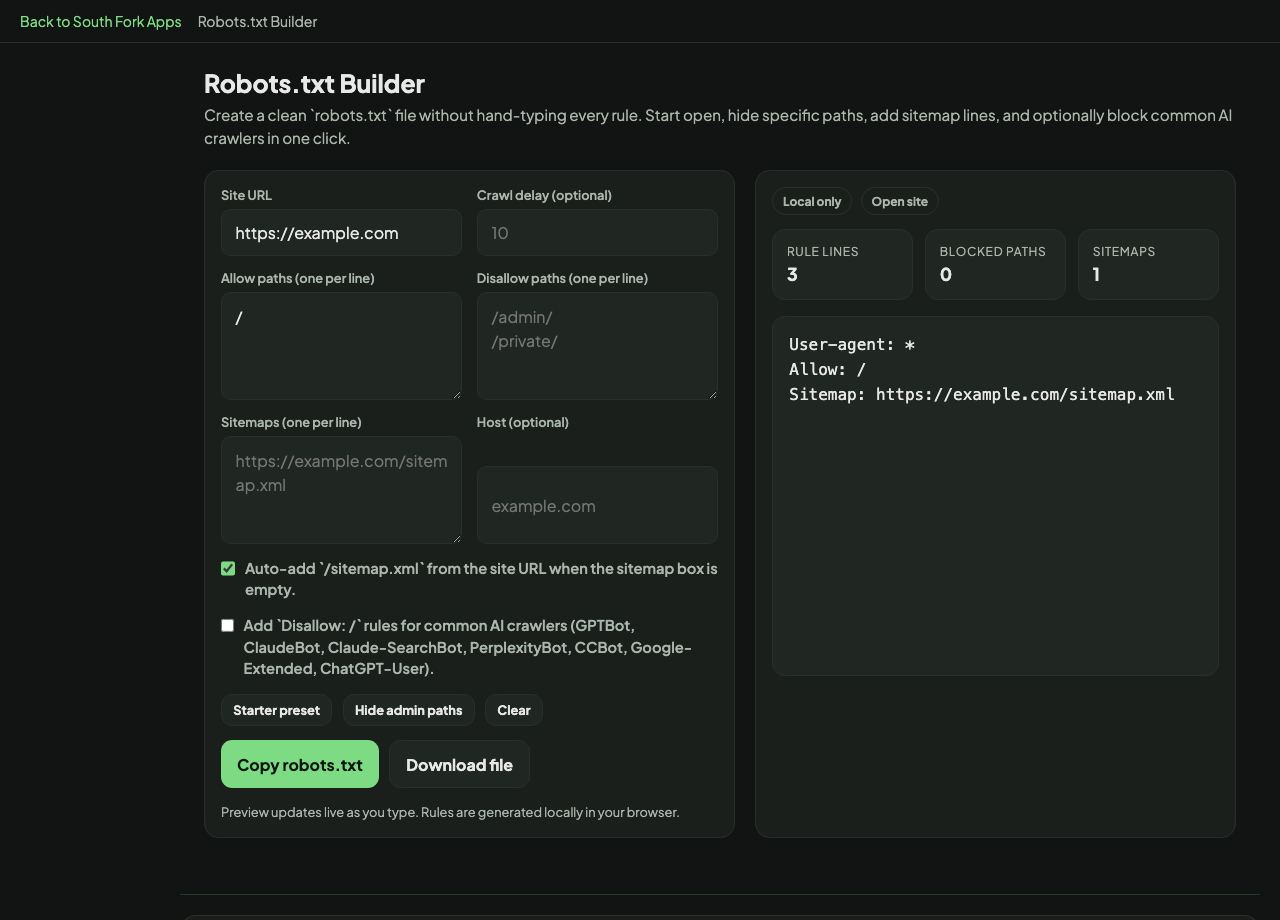 Robots.txt Builder interface preview