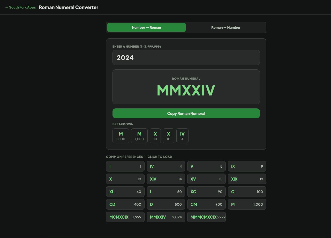 Roman Numeral Converter interface preview