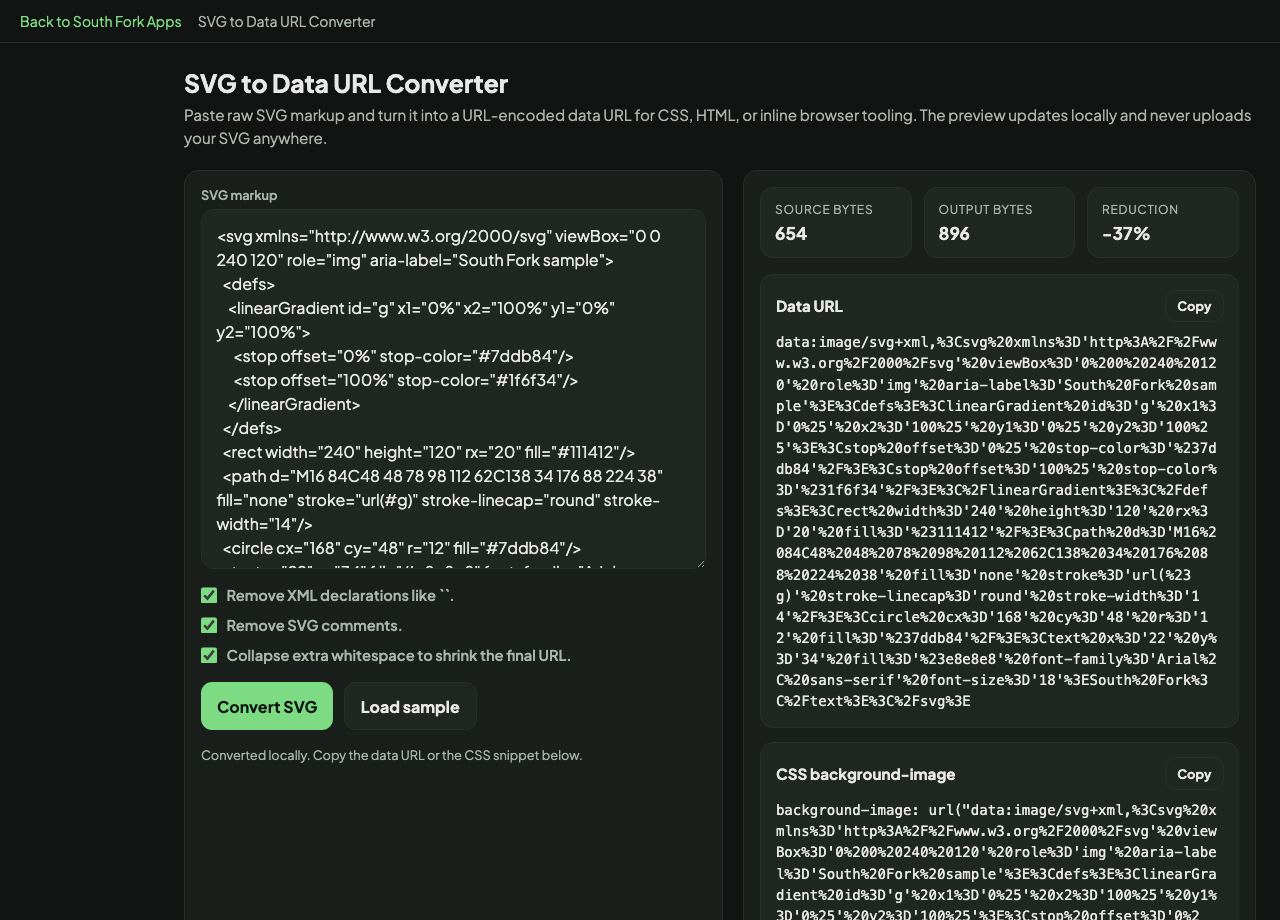 SVG to Data URL Converter interface preview
