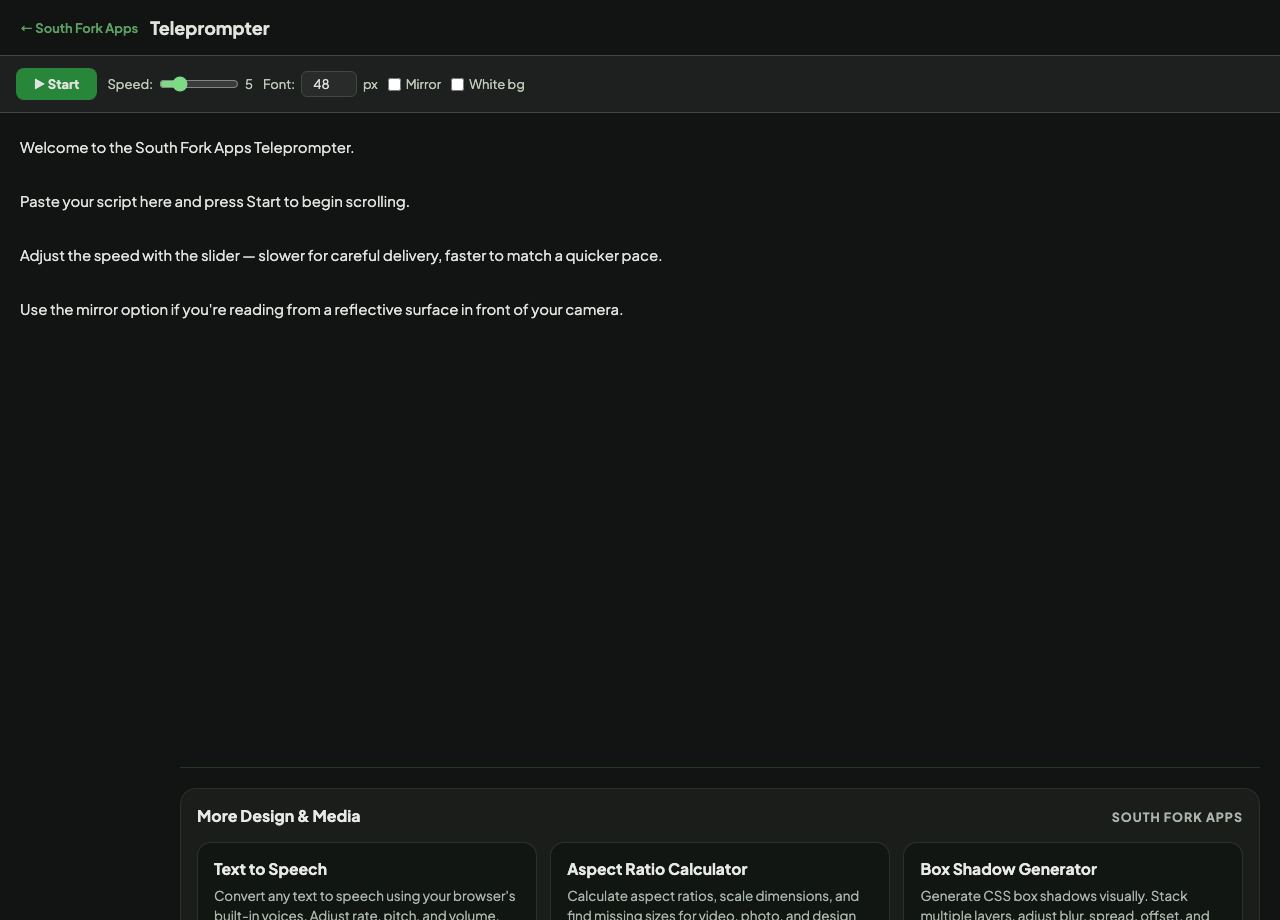 Teleprompter interface preview