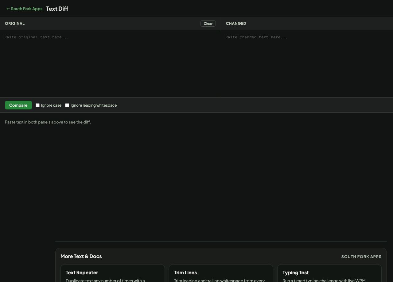 Text Diff interface preview