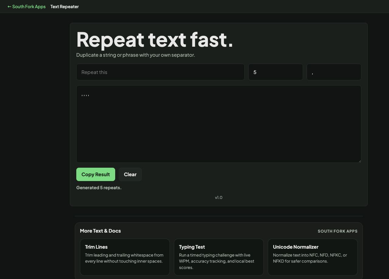 Text Repeater interface preview