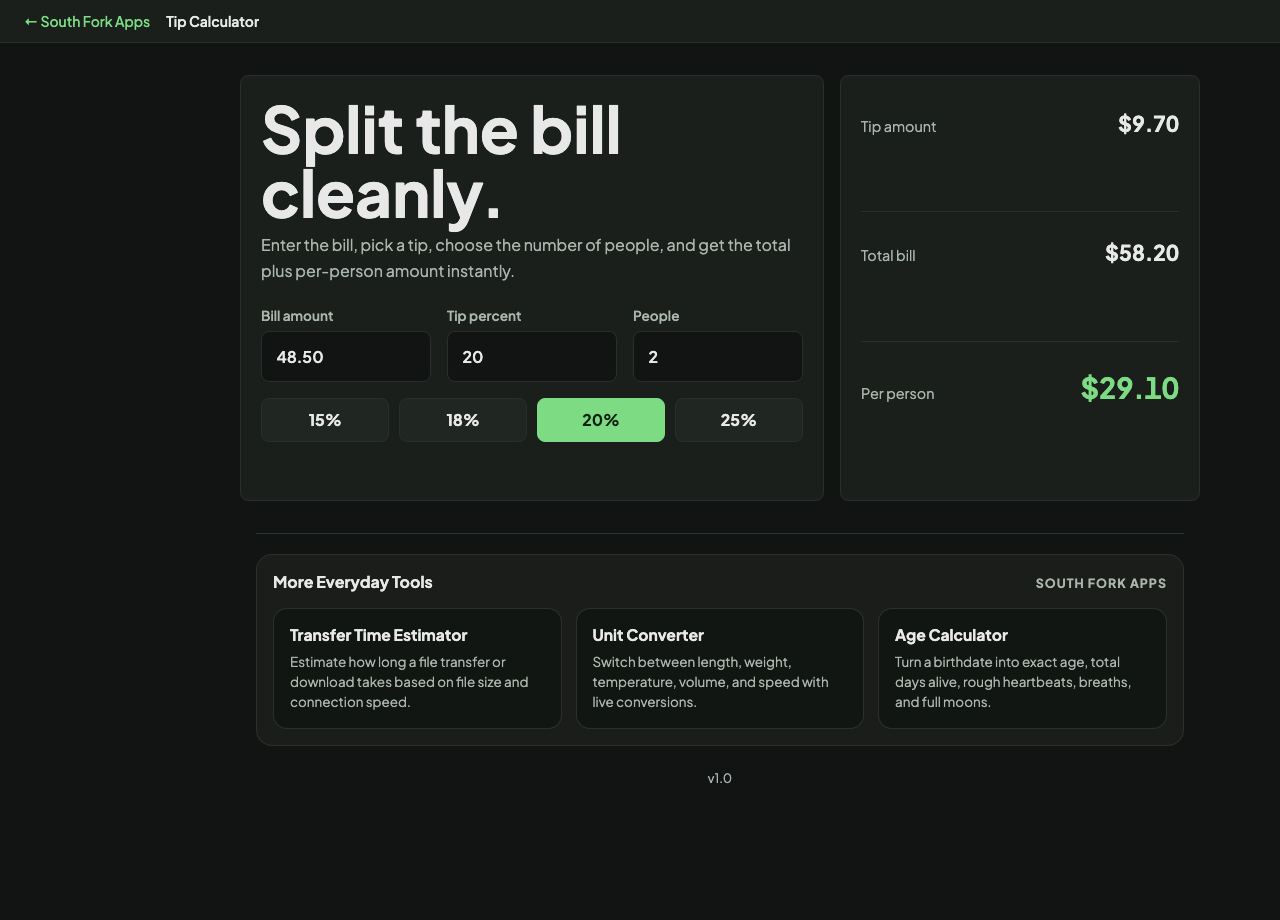 Tip Calculator interface preview