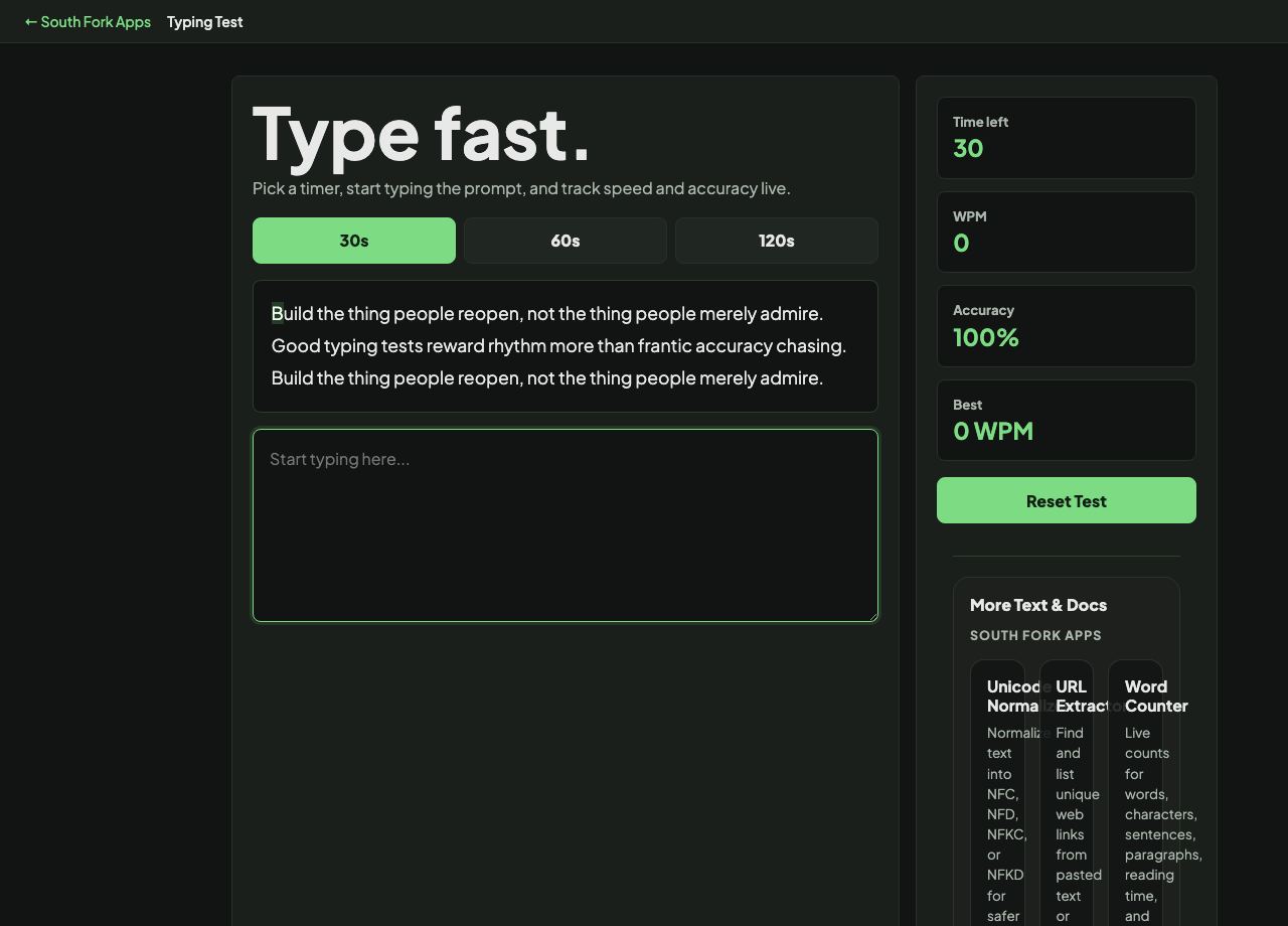 Typing Speed Test interface preview