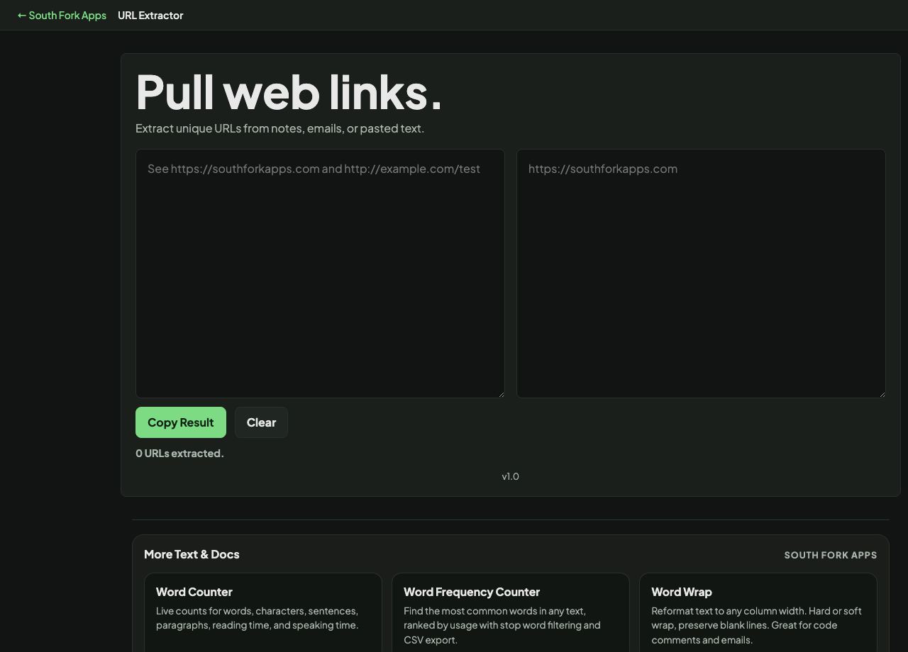 URL Extractor interface preview