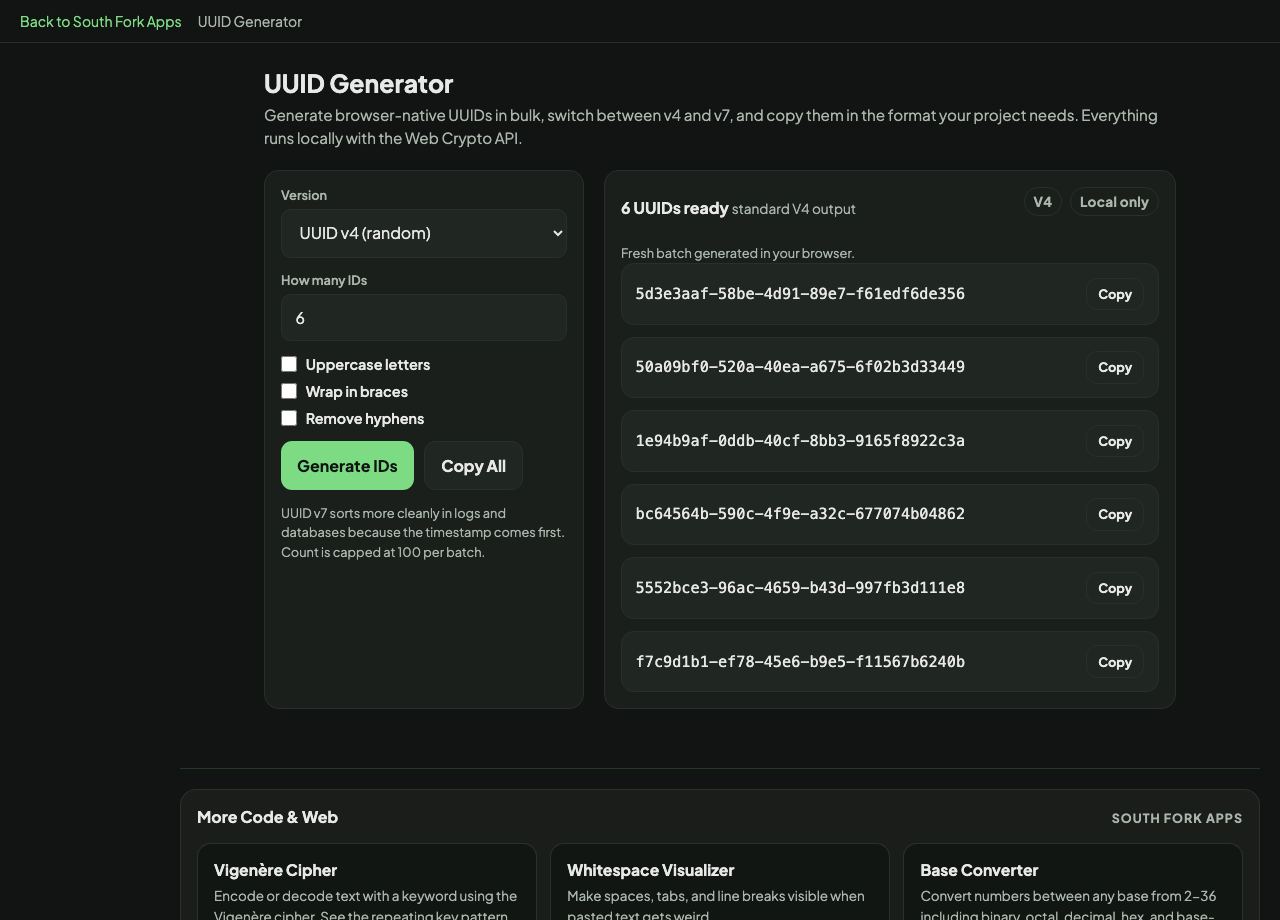 UUID Generator interface preview