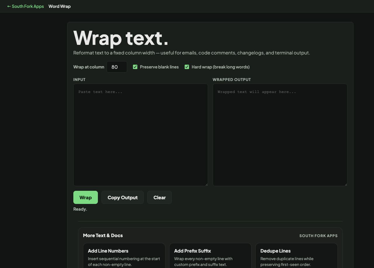 Word Wrap interface preview