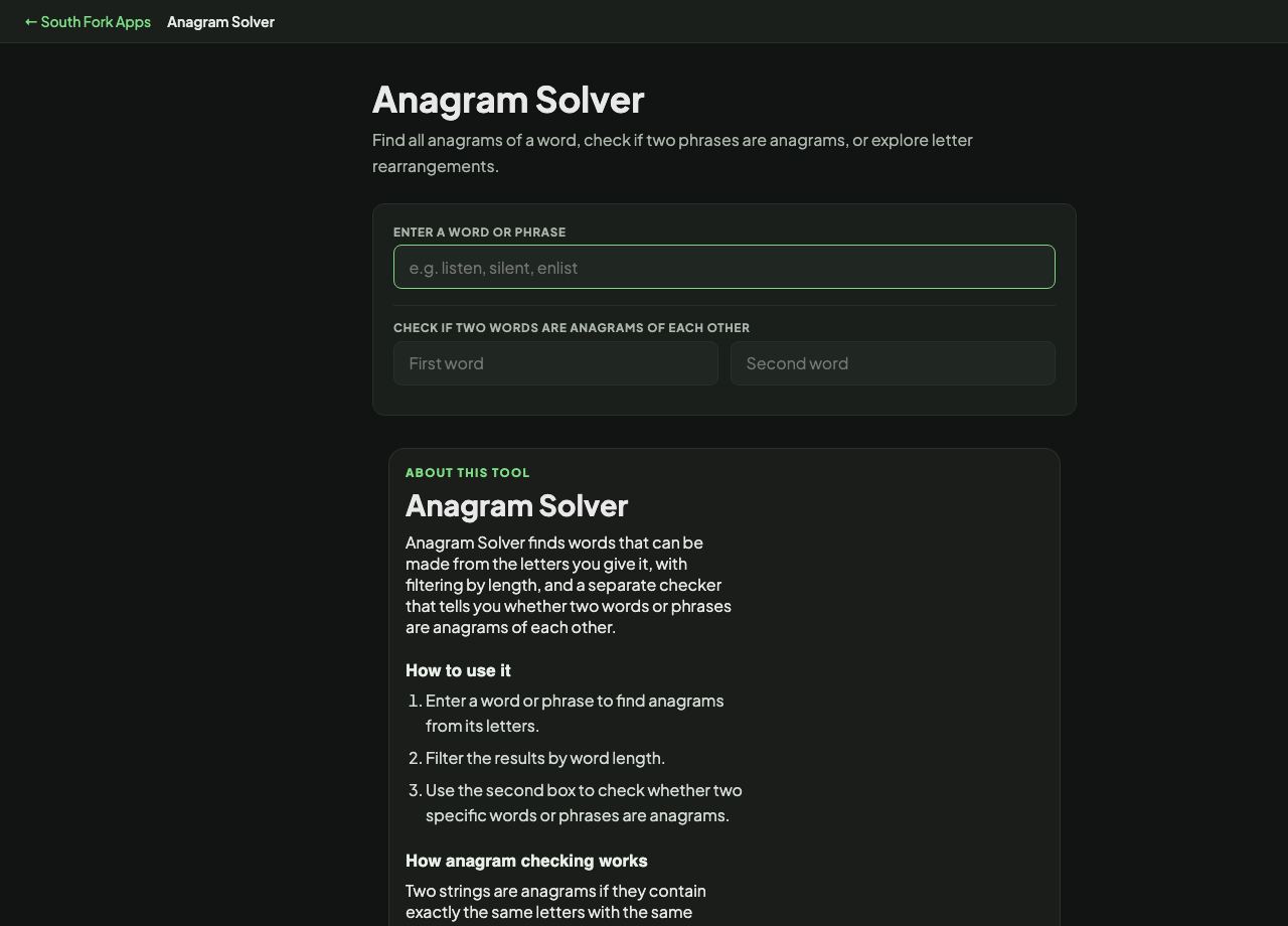 Anagram Solver interface preview