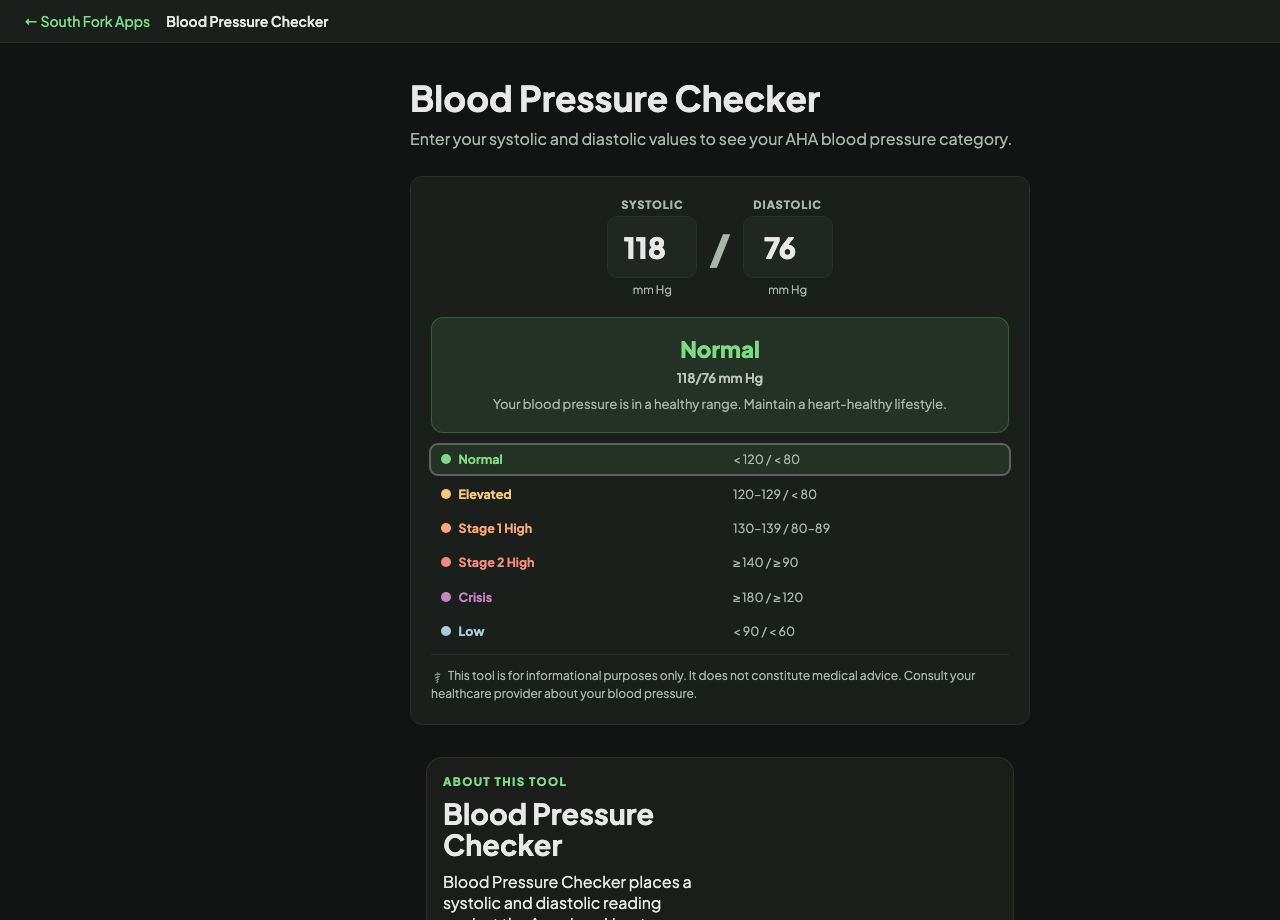 Blood Pressure Checker interface preview