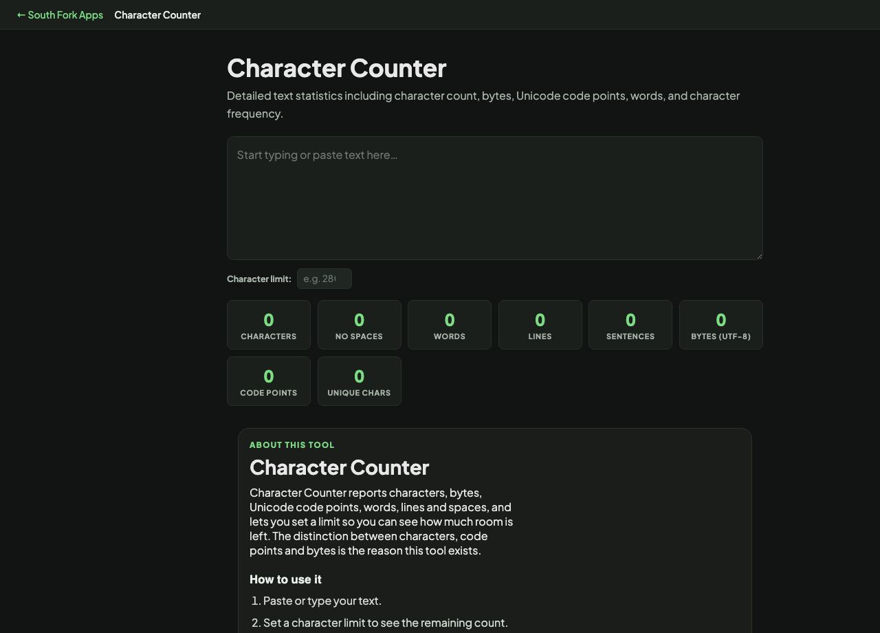 Character Counter interface preview